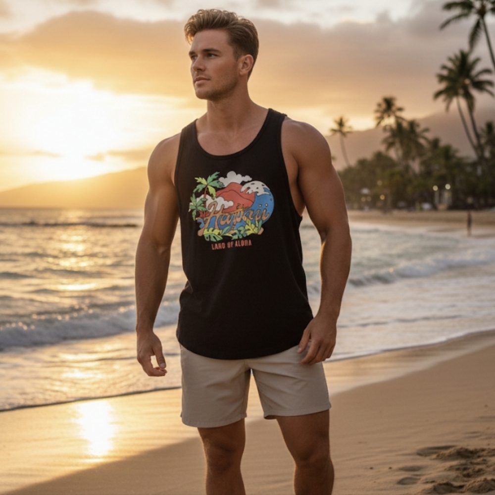 NWT Old Navy Men's Soft-Washed Hawaii Tank Top Navy Size XXL Tall